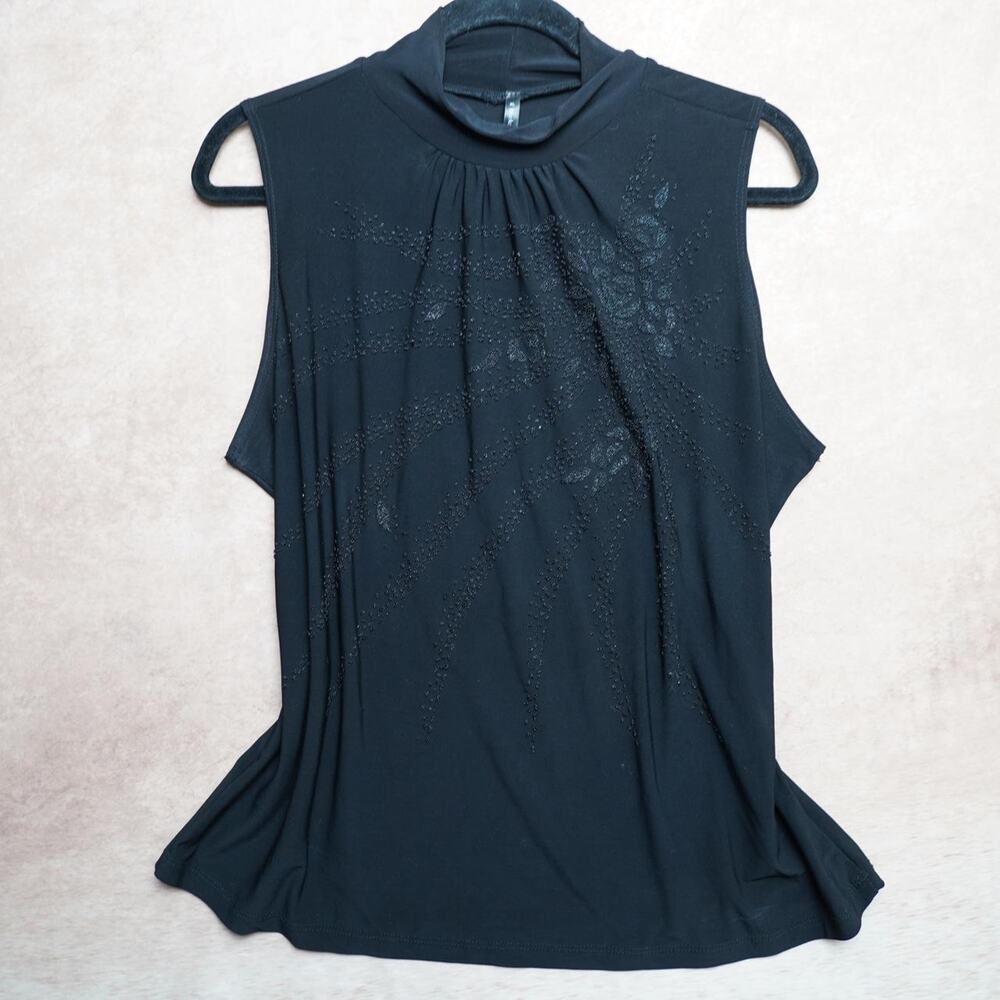 Bleecker & McDougal Beaded Mock Neck Top XL